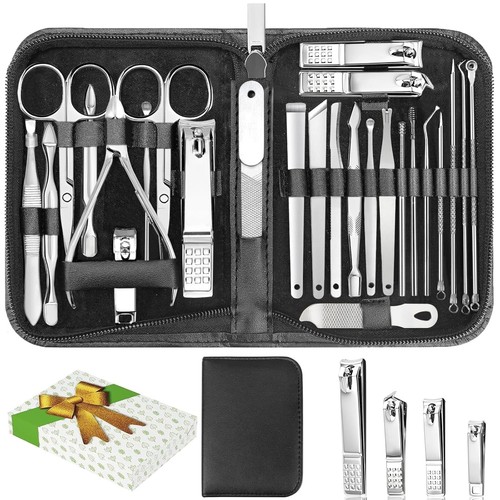 Maniküre Set, Profi Nagelknipser Pediküre Set 26 Teile Silber Weiß - Bild 1 von 6
