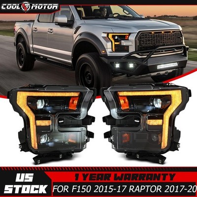 Full Led Headlights Black Housing For Ford F150 2015-2017, 2017-2020 F150 Raptor