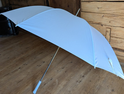 Weißer Unisex Brautschirm/Hochzeitsschirm ohne Muster, Kunststoff/Metall/Stoff