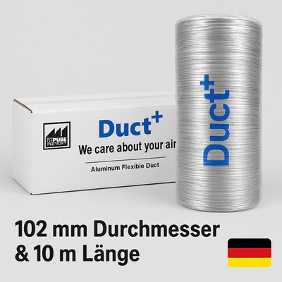 Flexible Alu Lüftungsschlauch 102mm 10m Duct Plus Aluminium Schlauch Ventilation