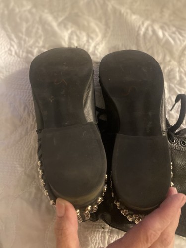 STEVE MADDEN Black Leather Studded TARRNEY Grunge Biker Combat Boot Sz 8.5 - Picture 7 of 9