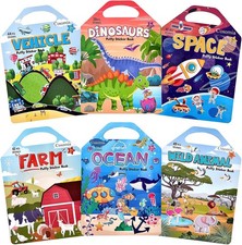 6 Set 260pcs Puffy Sticker Books Activity for Kids, Animal, Farm, Dinosaurs...