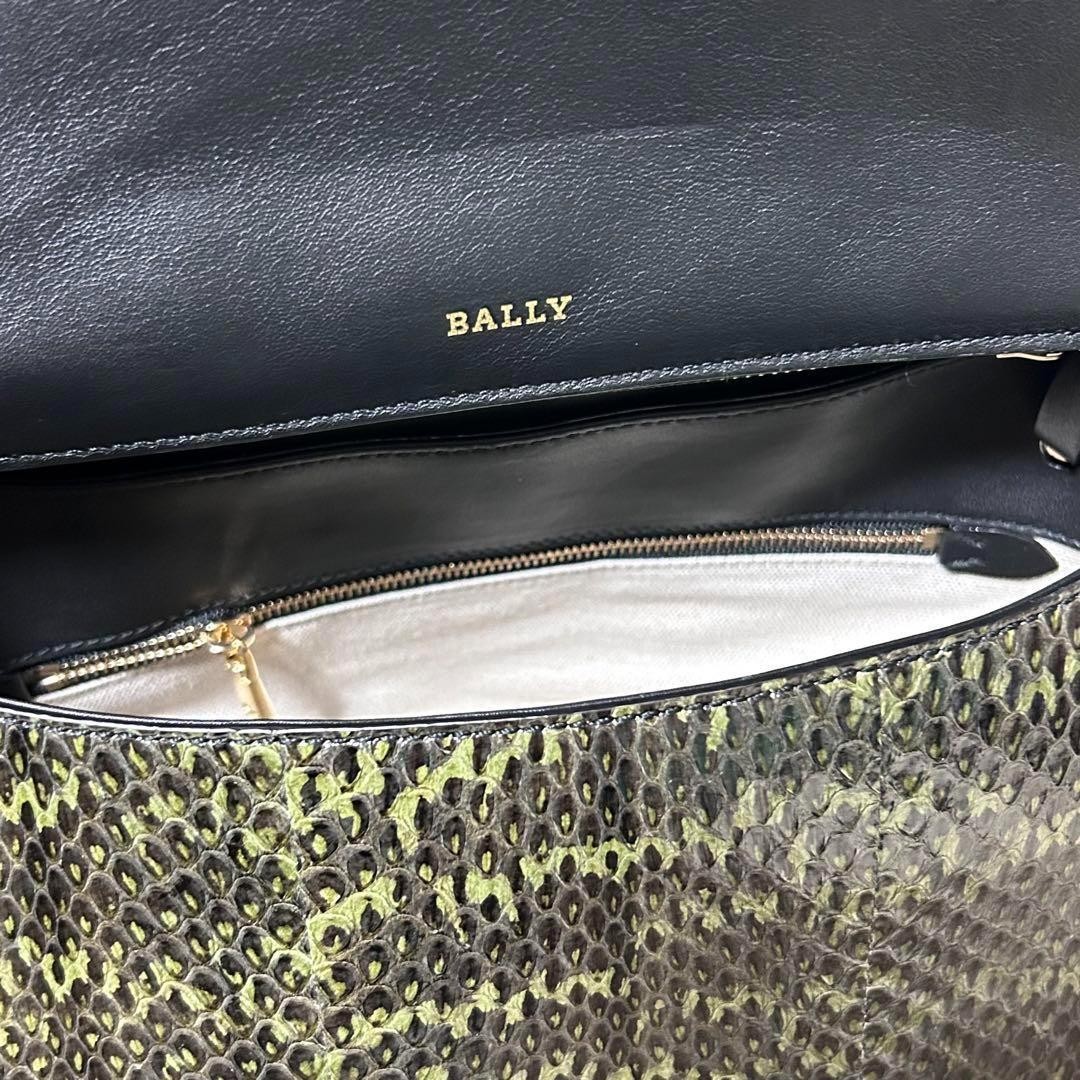 Bally Python Calf Leather 2Way Handbag Black Gree… - image 9