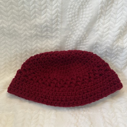 Handmade Crochet Adult Red Skull Cap Kufi Beanie - Picture 5 of 5
