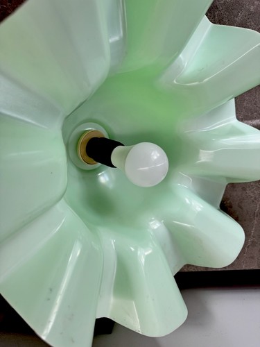 Vintage Space Age Soviet Pendant Plastic Lamp Mid-Century Two Tone Green White - Picture 4 of 8