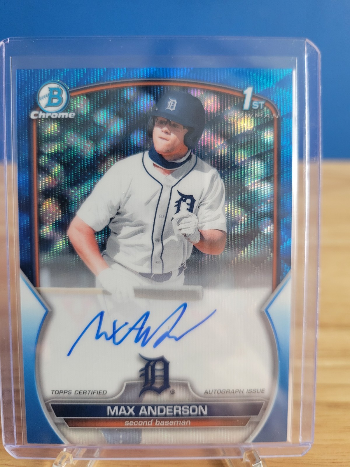 2023 Bowman Chrome Max Anderson 1st Blue Wave Refractor Auto 115/150 Tigers