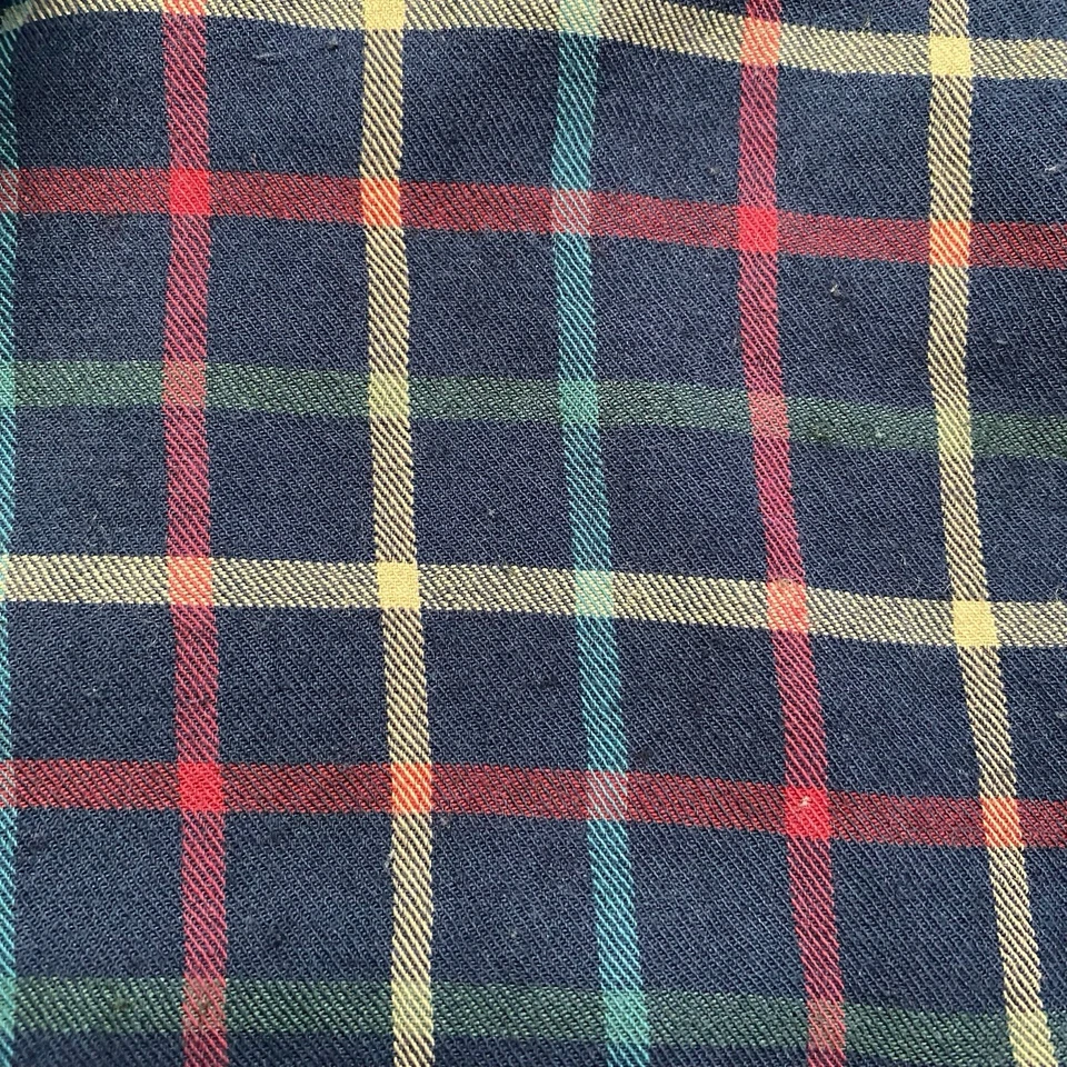 Camisa Orvis Años 70 XL Para Hombres L/S Abotonada Algodón Lana Azul Marino Arco Iris Cuadros EE. UU. Foto 2 de 4