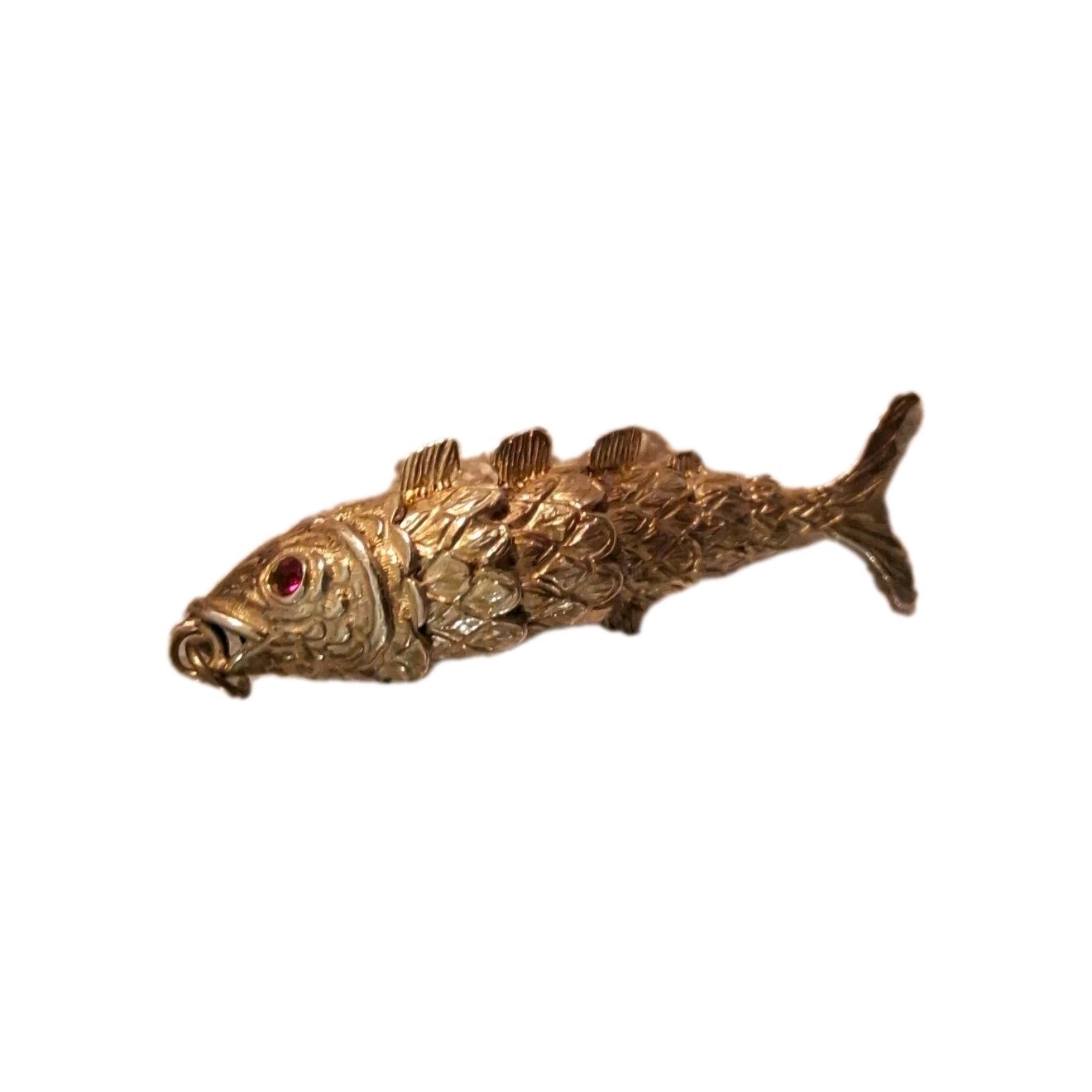 ARTICULATED SOLID SILVER BRITISH HALLMARKED FISH … - image 1