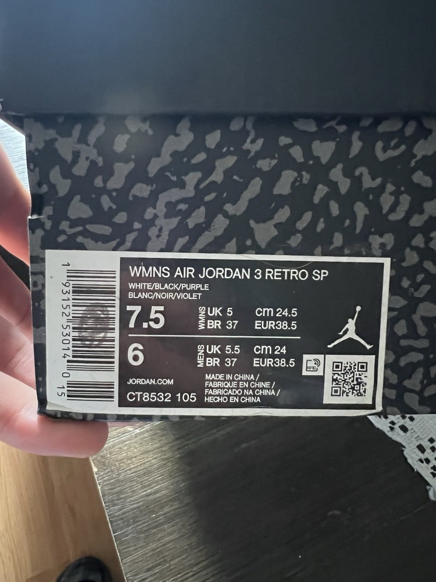 Jordan Air Jordan 3 Retro SP White Black Purple Elephant Print
