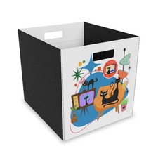 Retro Living Room Cat Felt Storage Box Mid Century Modern Organizer