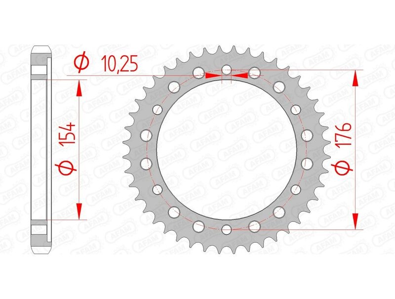 Roue couronne AFAM acier standard 10801 - 530 pour moto