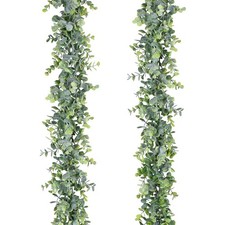 2 Pack Artificial Eucalyptus Garland, Fake Eucalyptus Greenery Garland Weddin...