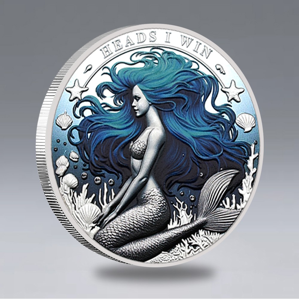 Mermaid Silver Plated Coin – "Heads I Win Tails You Lose" Collectible Token 