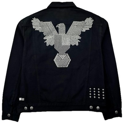 Ksubi Oh G Replica Eagle Denim Jacket Men s S Black Studded Streetwear $340 MSRP