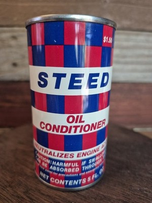 Vintage Steed Oil Conditioner 5 Fl. Oz Can Itasca, Illinois U.S.A Red White Blue