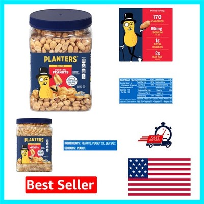 Delicious Salted Peanuts - Plant-Based Protein Snack in 35oz Resealable Jar