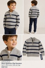 OshKosh Boys Quarter-Zip Striped Sweater Size 5 NWT