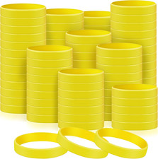 200 Piece Silicone Bracelets Bulk Rubber Bracelet, Yellow Rubber Wristbands, S