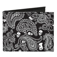 Canvas Bi-Fold Wallet Bandana/Skulls Black/White (Us Import)