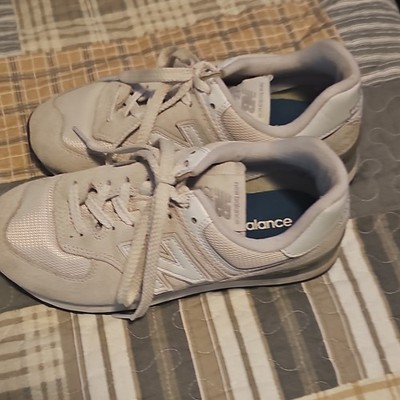 New Balance 574 Women s Nimbus Cloud/White Low Top Lace-Up Suede Sneaker