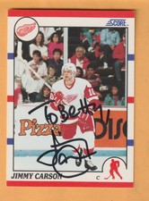 Jimmy Carson Detroit Red Wings AUTO Signed 1990-91 Score