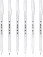 White Gel Pens, 6 Pack 0.8Mm Premium White Ink Gel Pen, for Black Paper, Art, Wr