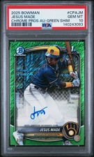 2025 JESUS MADE 1st Bowman AUTO Green Shimmer /99 Chrome Ref RC PSA 10 💎