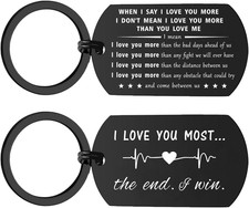 I Love You More Keychain for Him, Romantic Promise Gift for Husband, Valentine A
