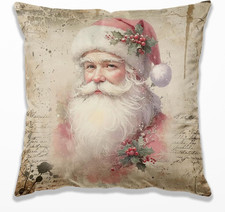 Vintage Pink Christmas Santa Pillow Covers 18X18, Christmas Home Decor, Retro S