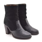 Ladies AllSaints Hessian Back Zip Boots 38 / 8 Black Leather Suede Biker Shoes