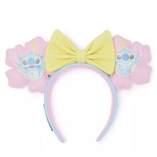 Loungefly Disney Parks Stitch Pastel Floral 626 Day Bow Pink Ear Headband NWT
