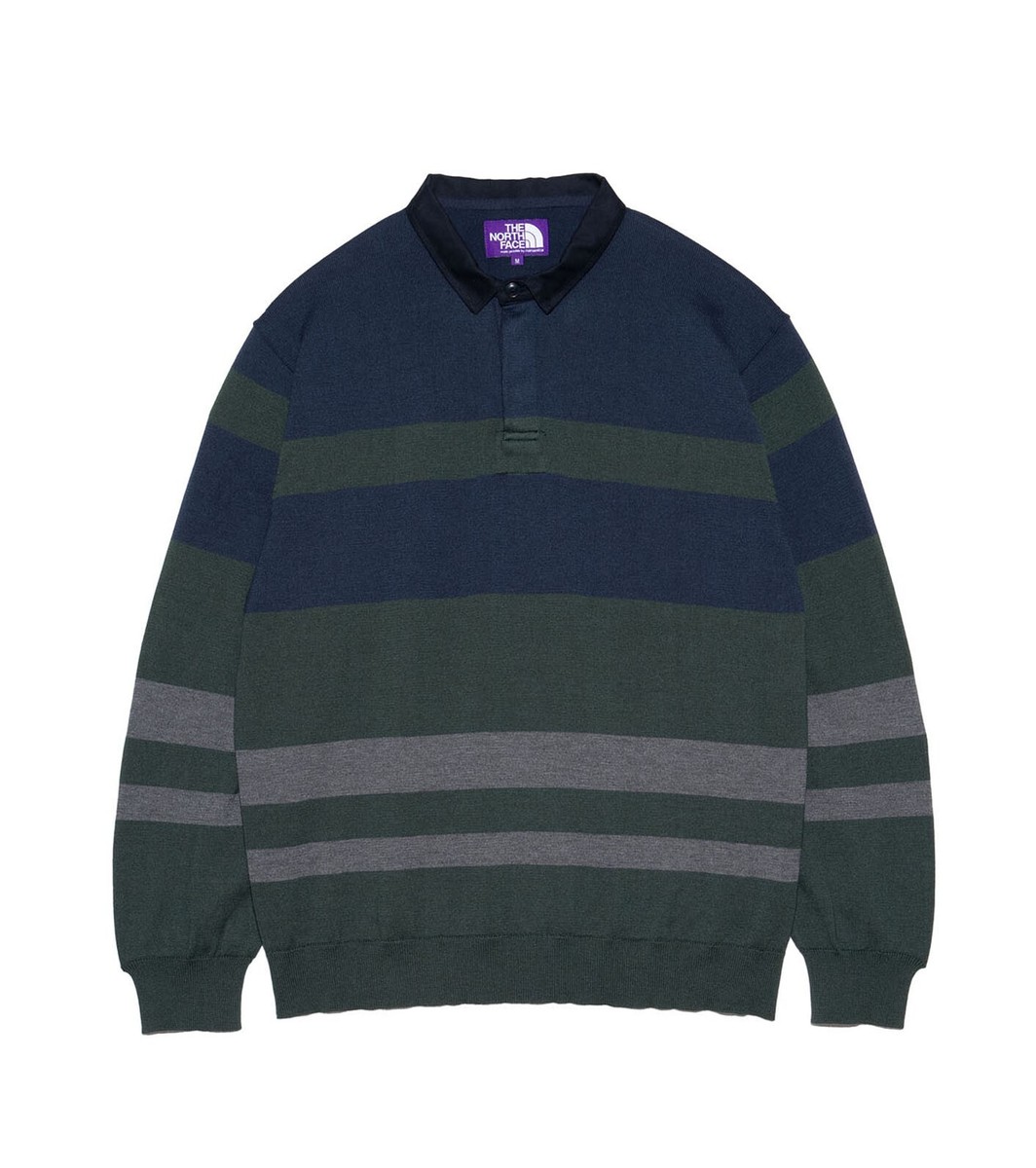 ASK availability First)NORTH FACE purple label Field Knit Rugby