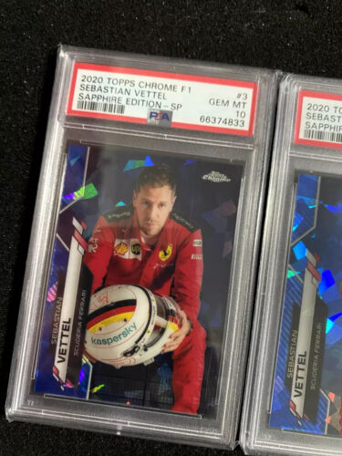 2020 Topps Chrome F1 Sapphire Sebastian Vettel #3 Portrait & Variation PSA 10 - Picture 2 of 4