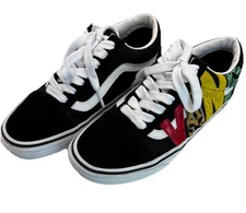 Vans Old Skool Black Rasta Skate Multi Animal Shoes Men’s 5.5  Women’s 7 EUC