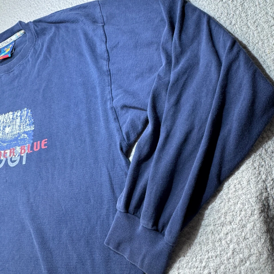 Camisa Coogi De Colección Hombres XXL 2XL Azul Desteñida Y2K Hip Hop Crew Larga Bandera de Australia Foto 4 de 4