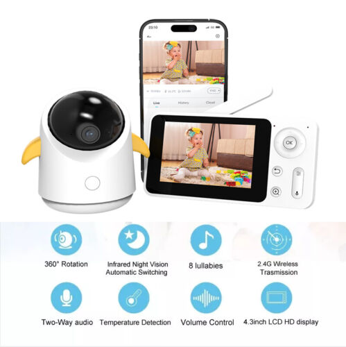 BOIFUN 4.3" Video Baby Monitor, 1080P Wi-Fi Bluetooth Security Camera Bluetooth