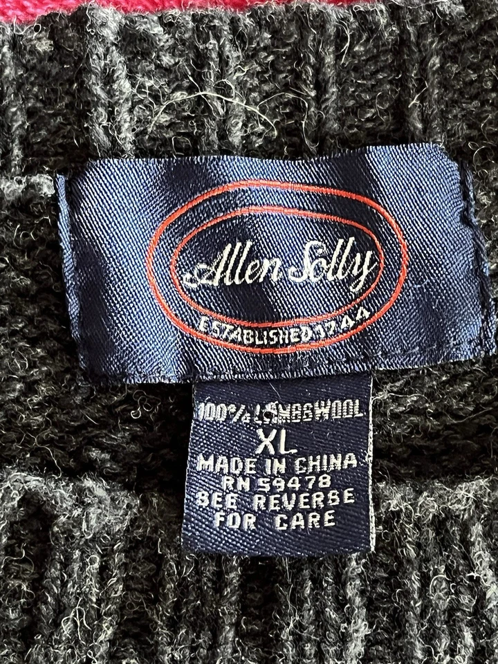 Suéter Allen Solly Para Hombre Talla XL 100% Lana de Cordero Tejido Cuello Redondo Gris con Blanco Foto 2 de 4