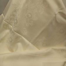Brocade Damask Buffet Tablecloth Rectangle Ivory 62"X84" set W/8 Napkins EUC
