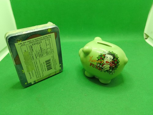 Betty Boop ceramic piggy bank Xmas fund & candy tin NOS never used sealed lot 2 - Picture 4 of 6