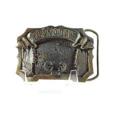Belt Buckle Canada With Moose Antliers Solid Brass Buckle 1980 USA