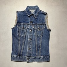 Vintage 70s Levis Denim Trucker Vest Men  s Size 34 Made In USA