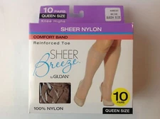 Gildan 'Sheer Breeze' 10 Pairs Knee Highs Suntan/Beige Regular/Queen 100% Nylon