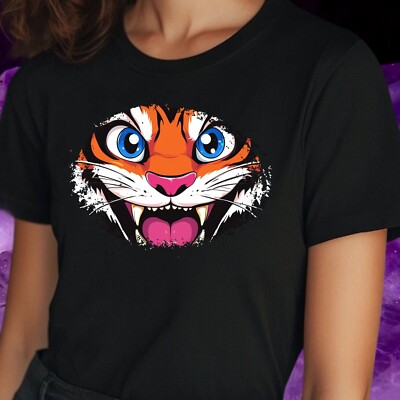 Women's Playful Animal Face Motif Cotton T-Shirt Size S to 3XL