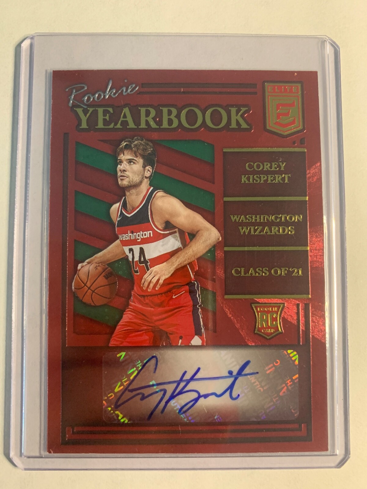 2021-22 Donruss Elite Corey Kispert Rookie Yearbook Auto RC #RY-CKI Wizards