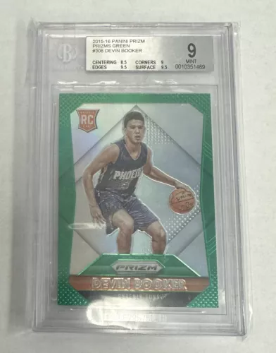 2015 PANINI PRIZM GREEN PRIZM DEVIN BOOKER ROOKIE RC #308 BGS 9 MINT SUNS