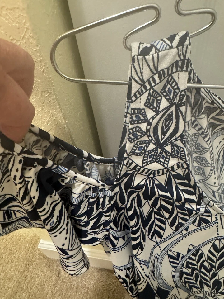 MSK женщин средний синий белый холодные плечи Slinky эластичной платье длиной макси - Изображение 4 из 4