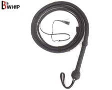 Indiana Jones Bull Whip 6 to 12  Foot 12 Strands Black Nylon Para-cord Bullwhip 