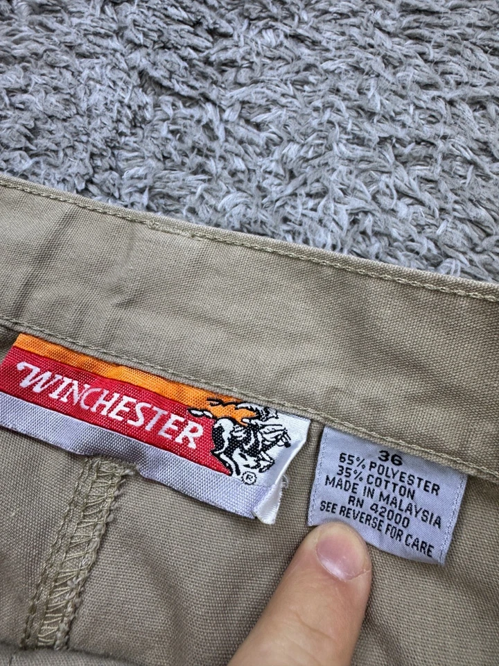 Винтажный Winchester брюки мужчин 36 x 30 бежевый утка холст щетка предохранитель клапан карман брюки - Изображение 3 из 4