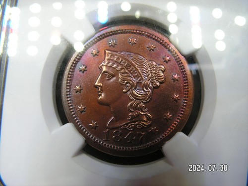 1847 Large Cent NGC MS Spectacular Color With Fantastic Eye Appeal - Picture 11 of 13