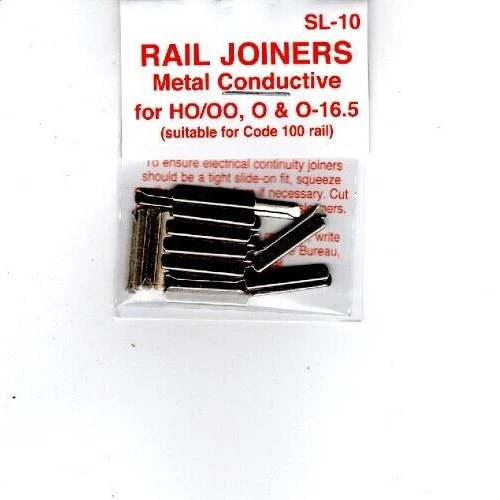 PECO SL-10 HO/OO CONDUCTIVE TRACK JOINER SUIT ONLY CODE 100 RAIL